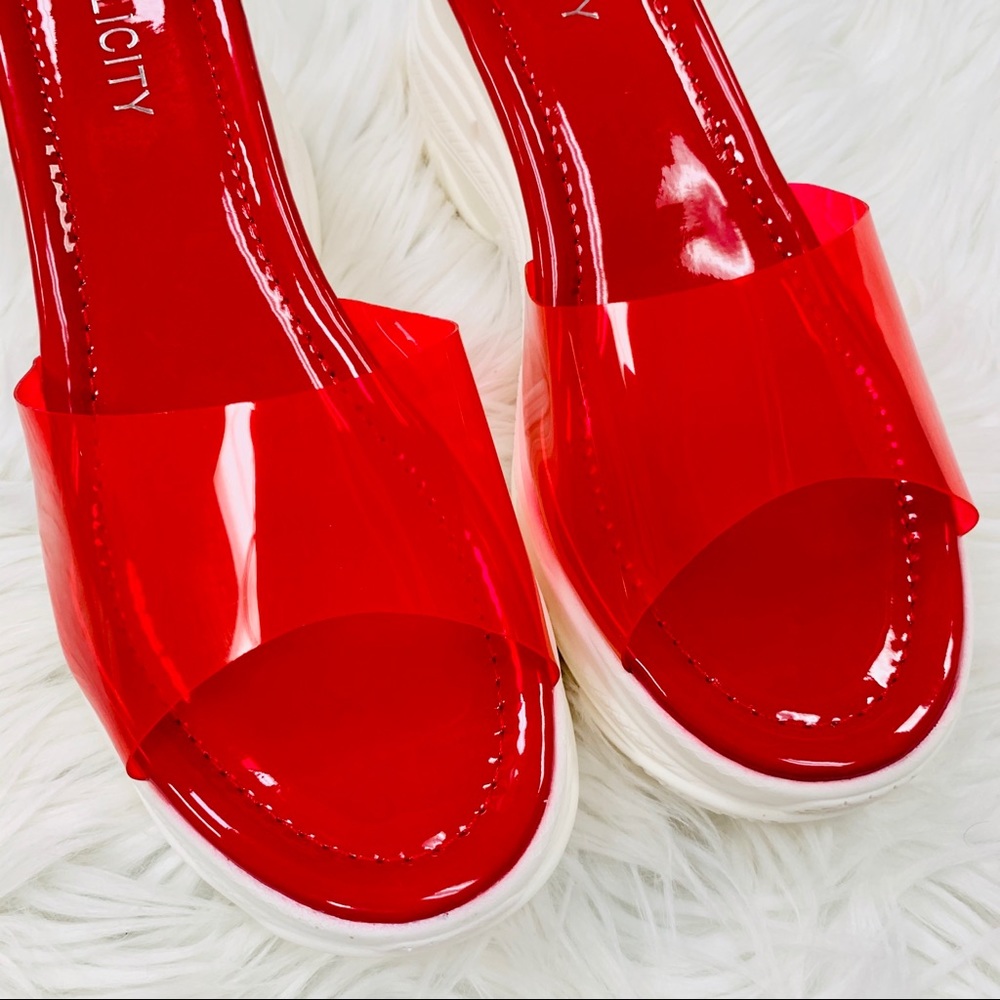 Red clear platform sandal - Picture 3 of 8